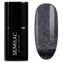 Esmalte semipermanente Semilac 611 Violet Night, bote y muestra de color