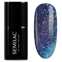 Esmalte semipermanente Semilac 826 Virtual Blue, bote y muestra de color