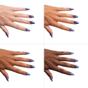 Esmalte Semilac 826 Virtual Blue sobre distintos tonos de piel