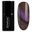 Esmalte semipermanente Semilac 827 AI Brown, bote y muestra de color