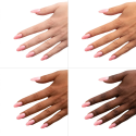 Esmalte Semilac 921 Candy Pink sobre distintos tonos de piel