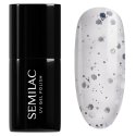 Esmalte semipermanente Semilac 924 Silver & White Drops, bote y muestra de color