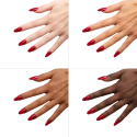 Esmalte Semilac 928 Radiant Raspberry sobre distintos tonos de piel