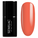 Esmalte semipermanente Semilac 934 Bittersweet Orange, bote y muestra de color
