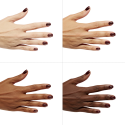 Esmalte Semilac 965 Chocolate Gloss sobre distintos tonos de piel