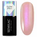 Esmalte semipermanente Semilac 988 Nude Pink Glow, bote y muestra de color