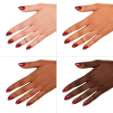 Esmalte Semilac 181 Spicy Salsa sobre distintos tonos de piel