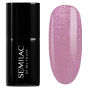 Esmalte semipermanente Semilac 319 Shimmer Dust Pink, bote y muestra de color
