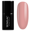 Esmalte semipermanente Semilac 371 Vivid Coral, bote y muestra de color