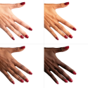 Esmalte Semilac 396 Flash and Blush sobre distintos tonos de piel