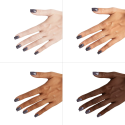 Esmalte Semilac 399 Dark & Spark sobre distintos tonos de piel