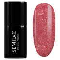 Esmalte semipermanente Semilac 457 Glamorous Red, bote y muestra de color