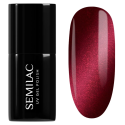 Esmalte semipermanente Semilac 467 Red Candle Flash, bote y muestra de color