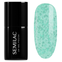 Esmalte semipermanente Semilac 495 Mint Glacier, bote y muestra de color