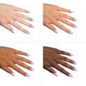 Esmalte Semilac 499 Violet Vibes sobre distintos tonos de piel