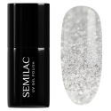 Esmalte semipermanente Semilac 605 White Flash, bote y muestra de color