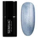 Esmalte semipermanente Semilac 665 Blueberry Gloss, bote y muestra de color