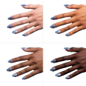 Esmalte Semilac 665 Blueberry Gloss sobre distintos tonos de piel