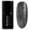 Esmalte semipermanente Semilac A705 Black Opal, bote y muestra de color