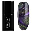 Esmalte semipermanente Semilac 825 Cyber Violet, bote y muestra de color