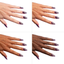 Esmalte Semilac 825 Cyber Violet sobre distintos tonos de piel