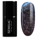 Esmalte semipermanente Semilac 828 Grey Holo, bote y muestra de color