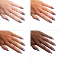 Esmalte Semilac 828 Grey Holo sobre distintos tonos de piel