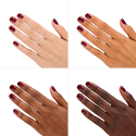 Esmalte Semilac 954 Silky Rouge sobre distintos tonos de piel