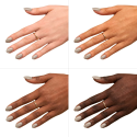 Esmalte Semilac 105 Stylish Gray sobre distintos tonos de piel