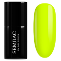 Esmalte semipermanente Semilac 040 Canary Green, bote y muestra de color