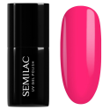 Esmalte semipermanente Semilac 517 SemiBeats Neon Pink, bote y muestra de color