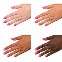 Esmalte Semilac 517 SemiBeats Neon Pink sobre distintos tonos de piel