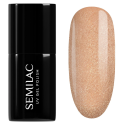 Esmalte semipermanente Semilac 307 Golden Icing, bote y muestra de color