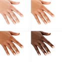 Esmalte Semilac 415 Sahara Sand Storm sobre distintos tonos de piel
