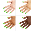 Esmalte Semilac 447 Loco Lime sobre distintos tonos de piel