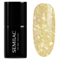 Esmalte semipermanente Semilac 244 Sunbaked Yellow, bote y muestra de color