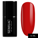 Esmalte semipermanente Semilac 063 Legendary Red 11 ml, bote y muestra de color